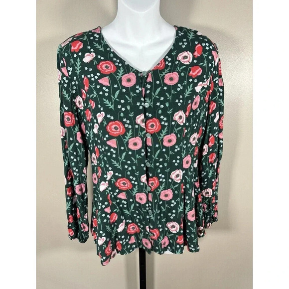 Matilda Jane Long Sleeve Button Front Top Size S FLORAL - Picture 1 of 7